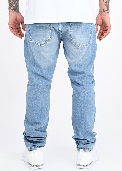 ONLY & SONS Herren Slim Fit Jeans Hose 5-Pockets Destroy Optik hell blau denim