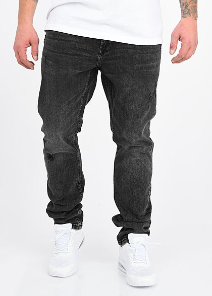 ONLY & SONS Herren Slim Fit Jeans Hose 5-Pockets Destroy Optik washed schwarz denim - Art.-Nr.: 20110226
