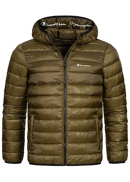Champion Herren Winter Nylon Steppjacke Kapuze 2-Pockets oliv grün