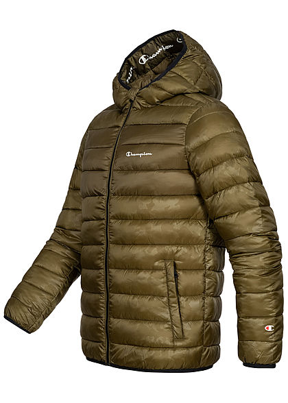 Champion Herren Winter Nylon Steppjacke Kapuze 2-Pockets oliv grün