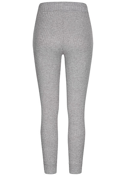 Hailys Damen Ribbed Viskose Stoffhose Sweatpants Tunnelzug 2-Pockets hell grau melange