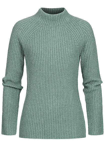 Tom Tailor Damen High-Neck Strickpullover Sweater salvia grün melange - Art.-Nr.: 20110251