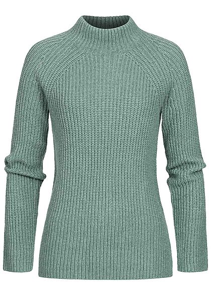 Tom Tailor Damen High-Neck Strickpullover Sweater salvia grn melange