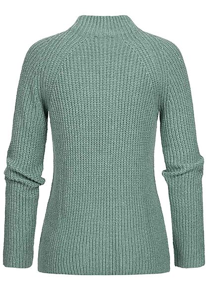 Tom Tailor Damen High-Neck Strickpullover Sweater salvia grn melange