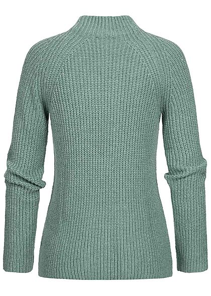 Tom Tailor Damen High-Neck Strickpullover Sweater salvia grün melange