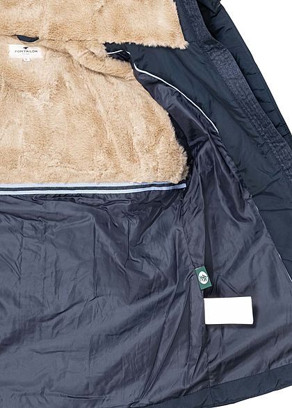 Tom Tailor Damen Winter Steppjacke Kunstfellkapuze 2-Pockets sky captain blau