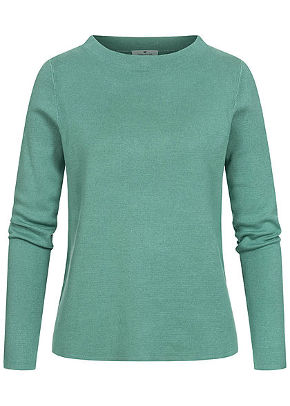Tom Tailor Damen Basic Stehkragen Pullover atmungsaktiv salvia grün