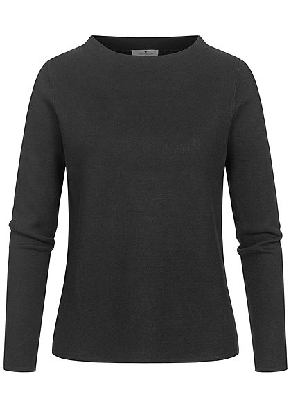 Tom Tailor Damen Basic Stehkragen Pullover atmungsaktiv tief schwarz