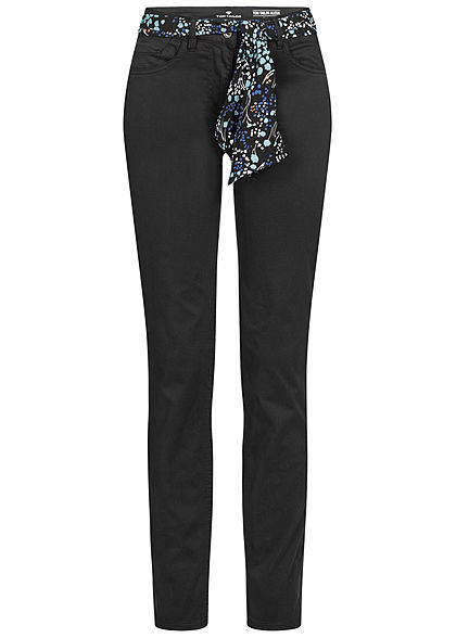 Tom Tailor Damen elegante Slim Fit Jeans 5-Pockets Regular Waist schwarz denim
