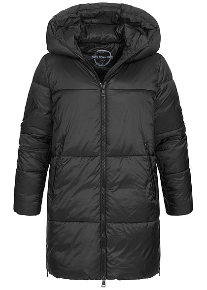 Hailys Damen Super Oversized Winter Steppmantel Kapuze 2-Pockets Halteband schwarz
