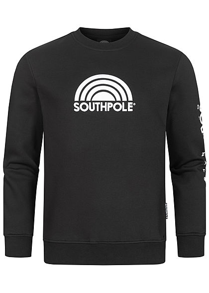 Southpole Heren Sweater embleem op de voorkant print op mouw zwart wit - Art.-Nr.: 20110277