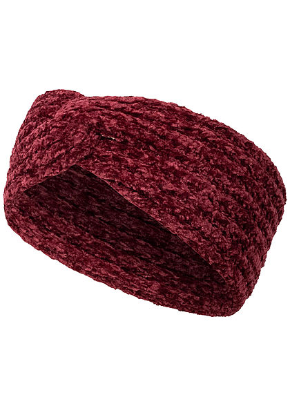 Hailys Damen Chenille Haarband Stirnband Drehdetail vorne weinrot bordeaux