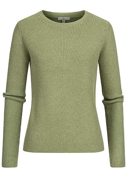 Tom Tailor Damen Viskose Strickpullover Sweater Vokuhila calm grn melange - Art.-Nr.: 20110320