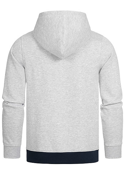 Jack and Jones Herren Sweat Hoodie Kapuze Kängurutasche Logo Print hell grau melange