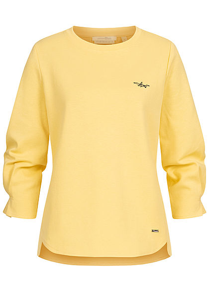 Tom Tailor Damen 7/8 Arm Pullover Longsleeve mit Schleifendetails honey popcorn