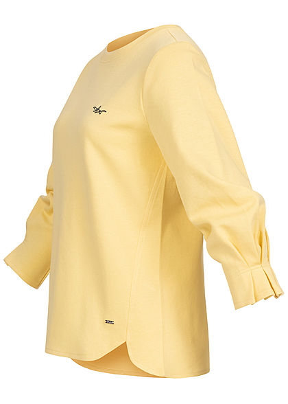 Tom Tailor Damen 7/8 Arm Pullover Longsleeve mit Schleifendetails honey popcorn