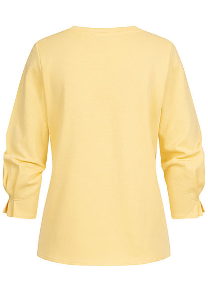 Tom Tailor Damen 7/8 Arm Pullover Longsleeve mit Schleifendetails honey popcorn