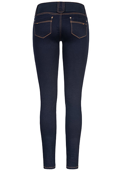 Seventyseven Lifestyle Dames Skinny Jeans Pants 4-Pockets donkerblauw denim