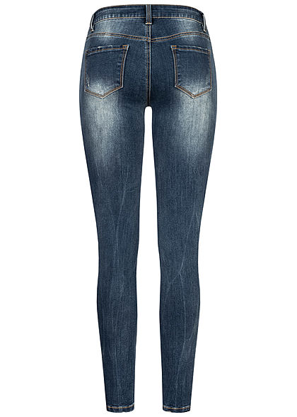 Seventyseven Lifestyle Damen Skinny Jeans Hose 5-Pockets Regular Waist med. blau denim