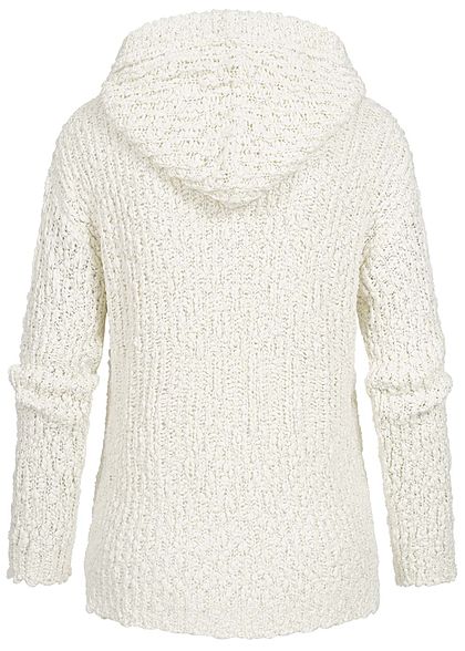 Seventyseven Lifestyle Damen Grobstrickpullover mit Kapuze cream off weiss