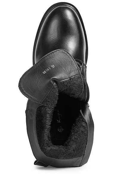 Seventyseven Lifestyle Damen Schuh Kunstleder Boots Schnrhalbstiefel schwarz