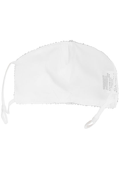 Hailys Fashion Maske One Size Mund-Nasen Behelfsmaske Paillettenfront silber