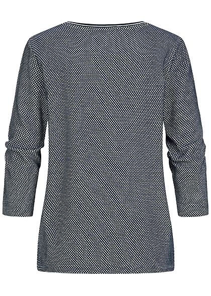 Tom Tailor Damen 3/4 Arm Struktur Shirt Pullover Punkte Muster navy blau weiss