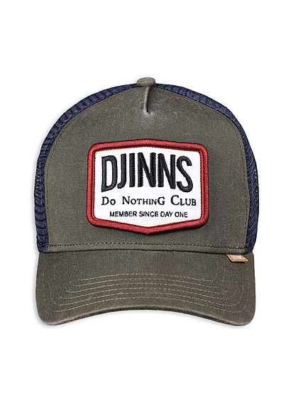 Djinns Herren Trucker Snapback Cap Mesh-Detail hinten 2-Tone Logo Patch vorne oliv navy rot