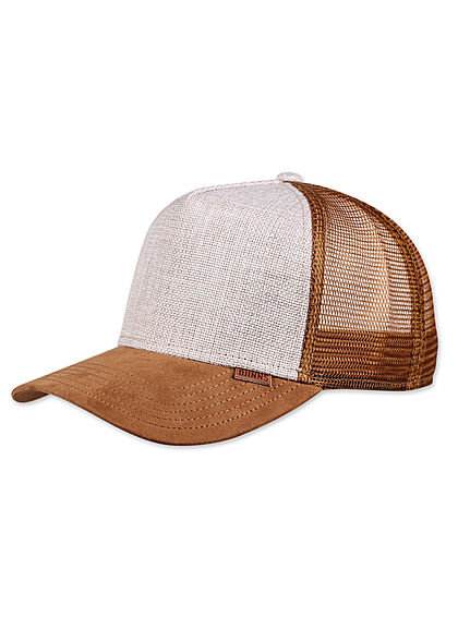 Djinns Herren Trucker Snapback Cap Mesh-Detail hinten 2-Tone Velouroptik sand beige braun