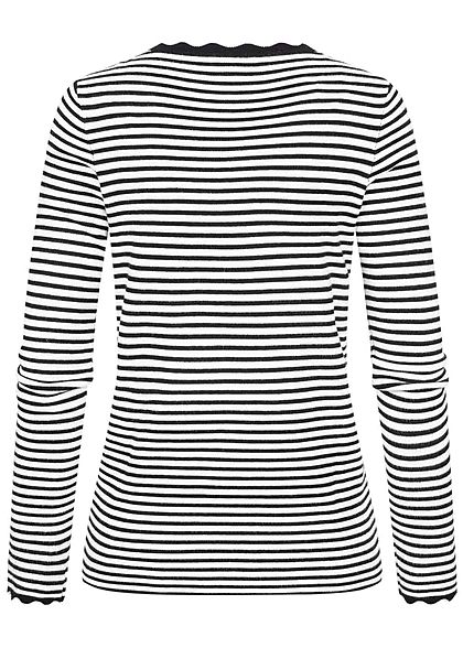 Tom Tailor Damen Ribbed Sweater Pullover Streifen Muster schwarz weiss