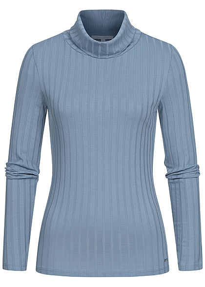 Tom Tailor Damen Rollkragen Strukturpullover Longsleeve medium soft blau - Art.-Nr.: 20120535