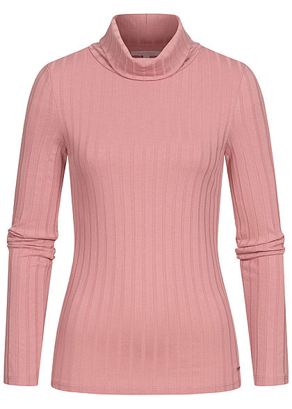 Tom Tailor Damen Rollkragen Strukturpullover Longsleeve cozy rosa - Art.-Nr.: 20120536