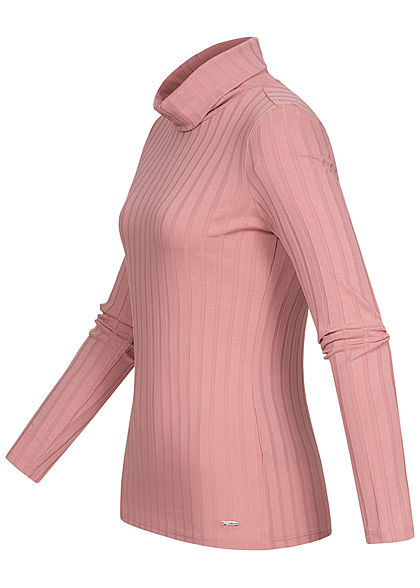 Tom Tailor Damen Rollkragen Strukturpullover Longsleeve cozy rosa