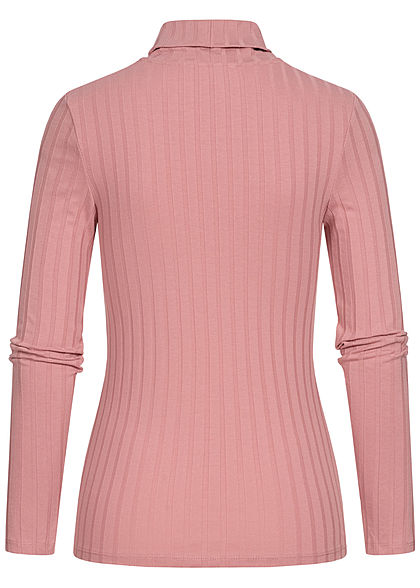 Tom Tailor Damen Rollkragen Strukturpullover Longsleeve cozy rosa