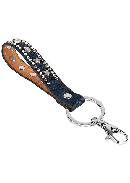 Hailys Damen Fashion Keyring Schlüsselanhänger Deko Nieten Sterne dunkel blau