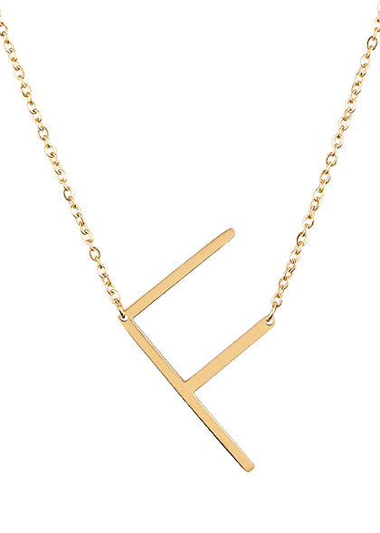 Hailys Damen Fashion Halskette mit Buchstaben Anhänger F gold