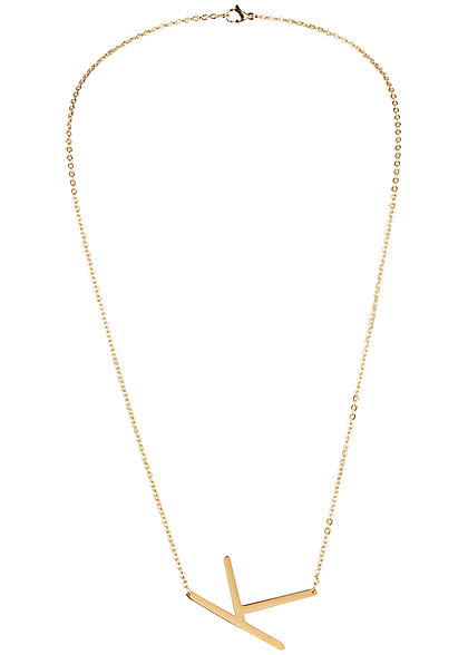 Hailys Damen Fashion Halskette mit Buchstaben Anhänger K gold - Art.-Nr.: 20120586