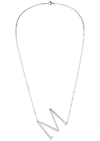 Hailys Damen Fashion Halskette mit Buchstaben Anhänger M silber