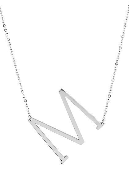 Hailys Damen Fashion Halskette mit Buchstaben Anhänger M silber