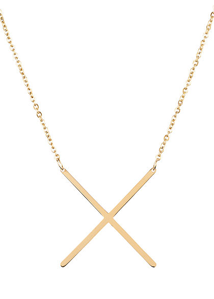 Hailys Damen Fashion Halskette mit Buchstaben Anhänger X gold
