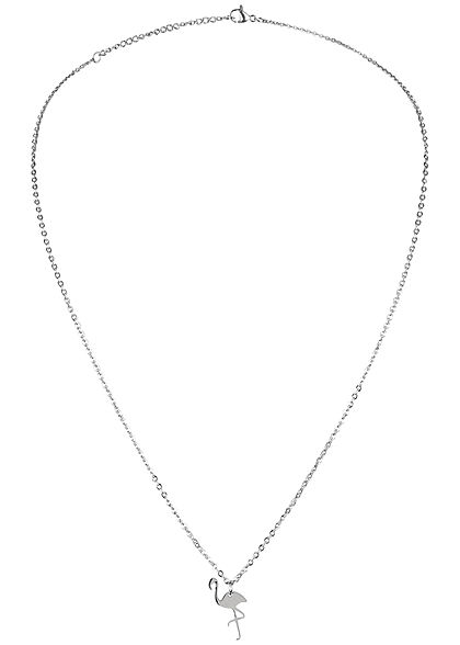 Hailys Damen Fashion Halskette mit Anhänger Flamingo silber
