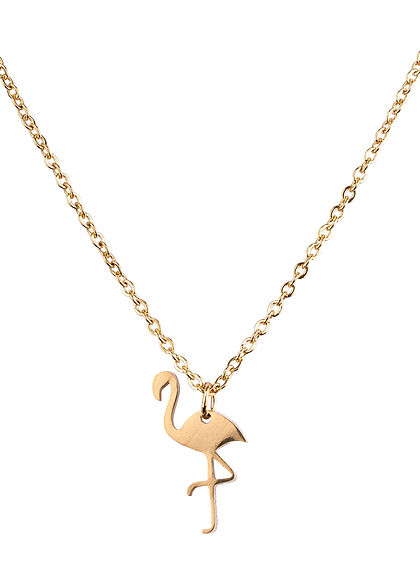 Hailys Damen Fashion Halskette mit Anhänger Flamingo gold