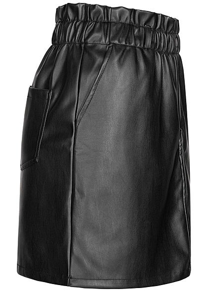 Noisy May Dames NOOS Paperbag Kunstlederen Mini Rok High-Waist zwart