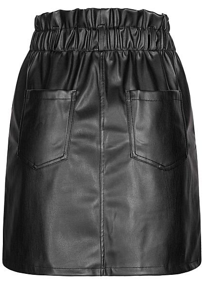 Noisy May Dames NOOS Paperbag Kunstlederen Mini Rok High-Waist zwart