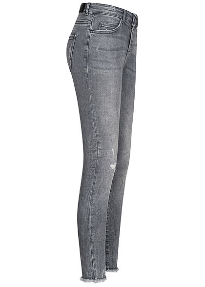 Noisy May Dames NOOS Ankle Skinny Jeans Broek 5-Pockets Destroy Look grijs