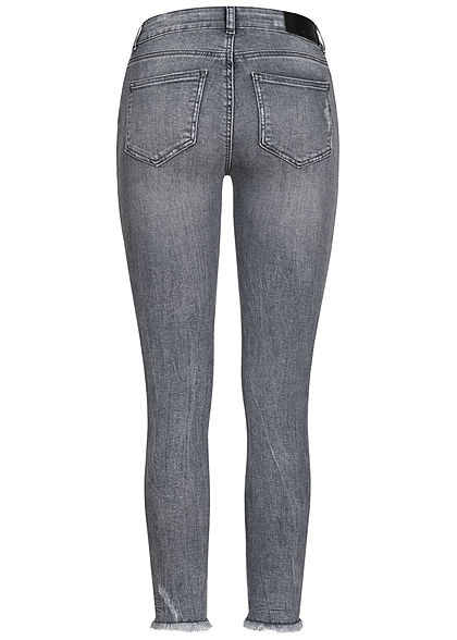 Noisy May Dames NOOS Ankle Skinny Jeans Broek 5-Pockets Destroy Look grijs