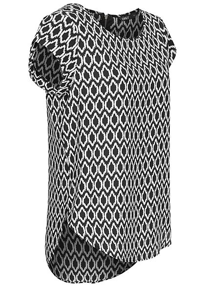 ONLY Dames NOOS Blouse met rits cirkelpatroon zwart wit