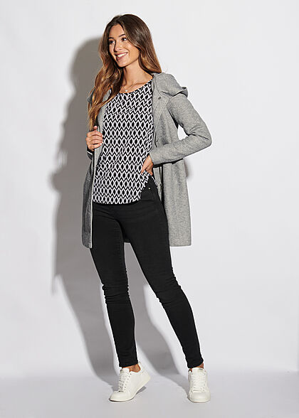 ONLY Dames NOOS Blouse met rits cirkelpatroon zwart wit