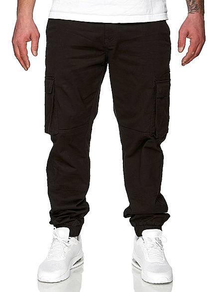 ONLY & SONS Herren Cargohose 6-Pockets Bündchen am Beinabschluss schwarz