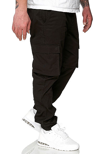 ONLY & SONS Herren Cargohose 6-Pockets Bündchen am Beinabschluss schwarz